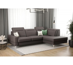 Rohová sedacia súprava MALIBU MINI prírodná koža 180X250 - koža tmavo sivá, pravá