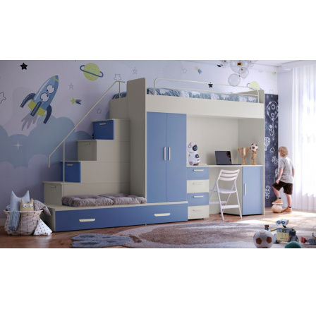 Vyvýšená posteľ PARADISE 5, Kašmír Modrá matná