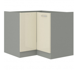 Rohová kuchynská skrinka KARPO 89x89 DN 1F BB, Krémový lesk/Šedá