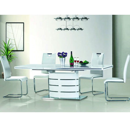 Jedálenský stôl FANO biely vysoký lesk 160(220)x77x90 FANOB(S) (K150-Z)