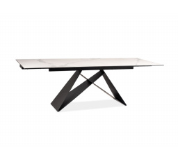 Jedálenský stôl WESTIN III CERAMIC, mramorový efekt/čierny mat - (160-240)x90