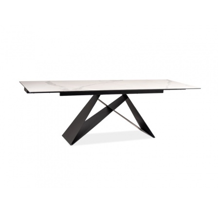 Jedálenský stôl WESTIN III CERAMIC, mramorový efekt/čierny mat - (160-240)x90