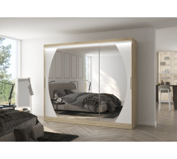 Posuvná skriňa so zrkadlom a LED osvetlením CAMBE 250 Sonoma+White