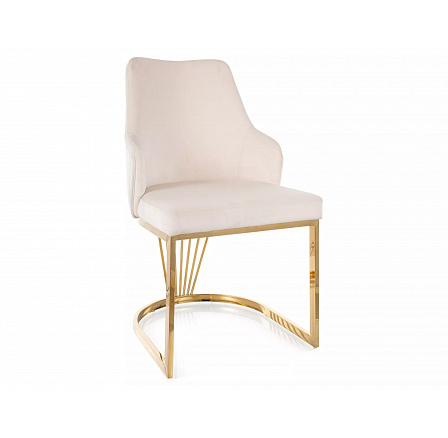 Jedálenská stolička ALURE VELVET, Svetlo Béžový Bluvel 22/Zlatá