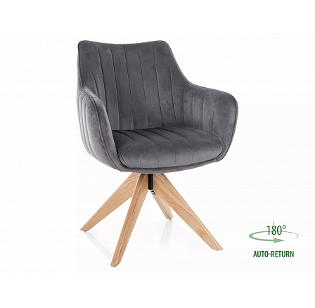 Jedálenská stolička otočná AZALIA D VELVET, Sivý Bluvel 14/Dub