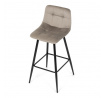Stolička barová, cappuccino látka, štvornohá kovová podnož, čierny mat