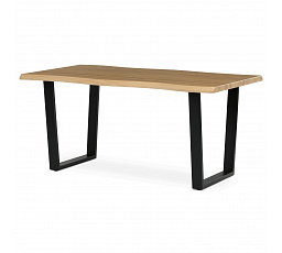Stôl jedálenský, 160x90x75 cm, MDF doska, dekor divoký dub, kovové nohy v tvare U, čierny matný lak