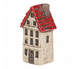 Domeček keramický - patrový, vel. M, béžový-červený