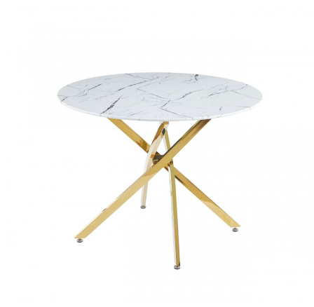 Stôl biely mramor/zlatý 100x100 ST19-FX