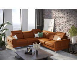 Rohová sedacia súprava MALIBU MAX 250x250 prírodná koža - ľavá, Oranžová koža