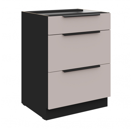 Dolná skrinka ARONA - 60 D 3S BB, Čierna mat/Kašmír