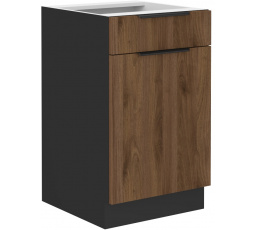 Dolná skrinka MONZA - 50 D 1F 1S BB, Čierna mat/Orech