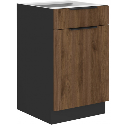 Dolná skrinka MONZA - 50 D 1F 1S BB, Čierna mat/Orech