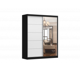 Šatníková skriňa BELLA 03 so zrkadlom, čierna/biela