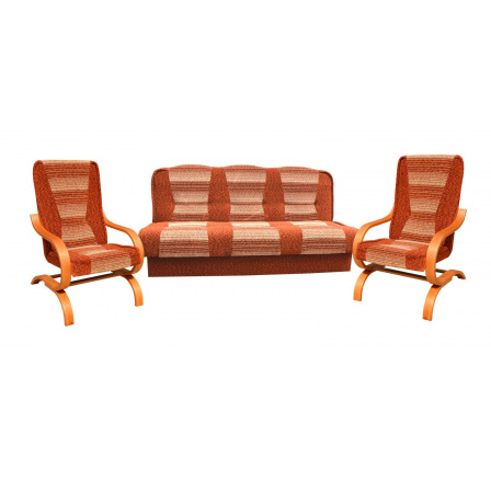 Pohovka Blanka 3F+1+1 Lino 090-Melange 090/drevo.alder