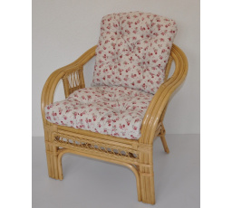 Ratanové kreslo Rio De Janeiro medové - polster motív ruže