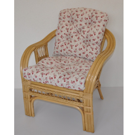 Ratanové kreslo Rio De Janeiro medové - polster motív ruže