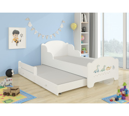 Manželská posteľ s matracom AMADIS II DINOSAURS 160x80 Biela