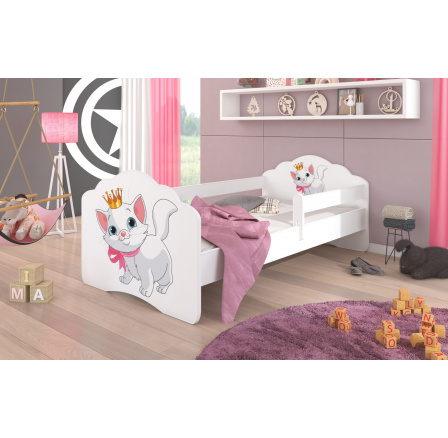 Posteľ s matracom a zábranou CASIMO CAT 140x70 Biela Posteľ s matracom a zábranou CASIMO CAT 140x70 Biela