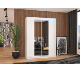 Posuvná skriňa so zrkadlom a LED osvetlením INESS 150 Biela+Biela