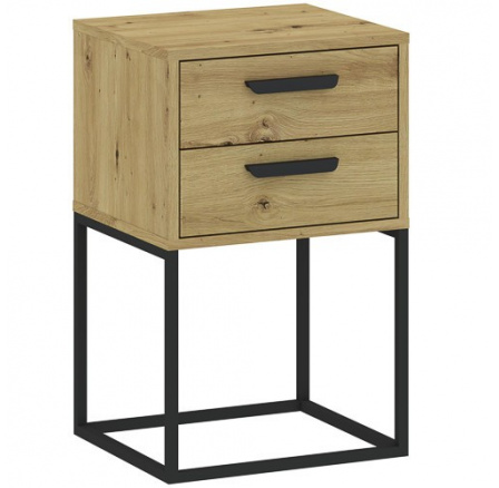 Nočný stolík CADRO 2S 40 NR9, Dub Artisan/Čierna Nočný stolík CADRO 2S 40 NR9, Dub Artisan/Čierna