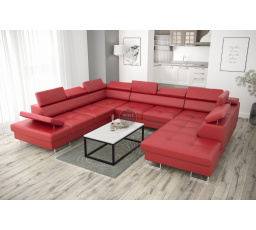 Rohová sedacia súprava GALAXY MAX I s funkciou spania 280X350X225 prírodná koža - červená koža, Ľavá strana