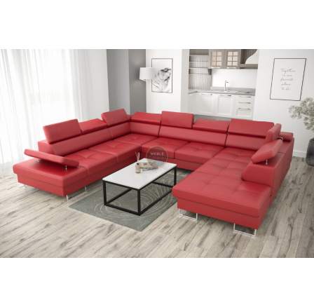Rohová sedacia súprava GALAXY MAX I s funkciou spania 280X350X225 prírodná koža - červená koža, Ľavá strana Rohová sedacia súprava GALAXY MAX I s funkciou spania 280X350X225 prírodná koža - červená koža, Ľavá strana