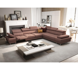 Rohová sedacia súprava s funkciou spania a relaxácie GALAXY MAX 350x280 cm - staroružová, pravá