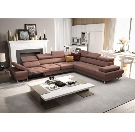Rohová sedacia súprava s funkciou spania a relaxácie GALAXY MAX 350x280 cm - staroružová, pravá