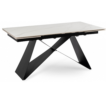 Stôl VICTOR Keramický Rozkladací 160-240 cm Biely Mramor/Čierny