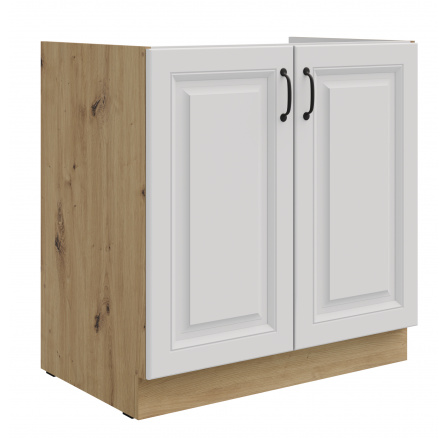 Dolní skříňka STELLO - 80 ZL 2F BB, Dub Artisan/Bílý mat