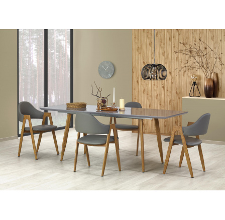 Jedálenský stôl RUTEN, sivý/medový dub