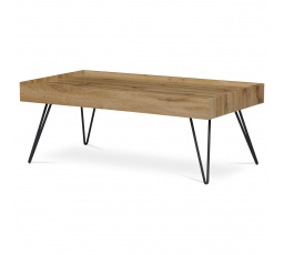 Konferenčný stolík 110x60x42 cm, MDF doska, 3D dekor divoký dub, kov - čierny matný