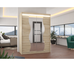 Posuvná skriňa so zrkadlom a LED osvetlením RENZO 150 Sonoma+Sonoma