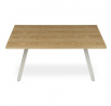 Stôl jedálenský 160x90cm, MDF+ dyha, odtieň dub, kovové nohy, brúsená nerez.