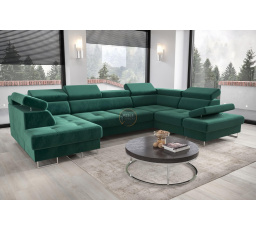 Rohová sedacia súprava GALAXY MAX II s funkciou spania 210x350x165 - zelená, pravá
