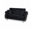 Dvojmiestna pohovka SOFA MANCHESTR, poťah: Royal Velvet čierny, nožičky: typ 1B, strieborné kryštáliky, strieborné zdobenie
