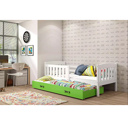 Posteľ s prístelkou Kuba II 90x200 biela/zelená Posteľ s prístelkou Kuba II 90x200 biela/zelená
