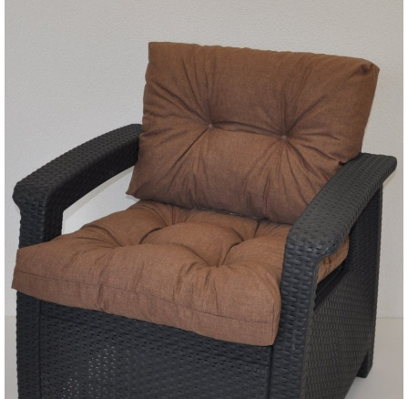 Poduška na kreslo z umelého ratanu - látka hnedý melír