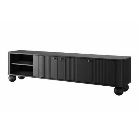 TV komoda VESPER 3D, Čierna/Zlaté úchyty