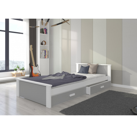 Posteľ ALDEX 200x90 Biela+Svetlosivá