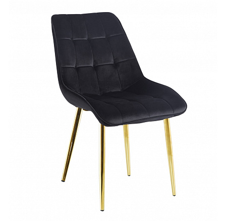 Stolička velvet čierna / zlaté nohy J262-1