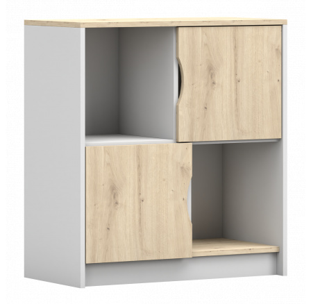 Komoda - JOY I 01, Biela/Dub Artisan