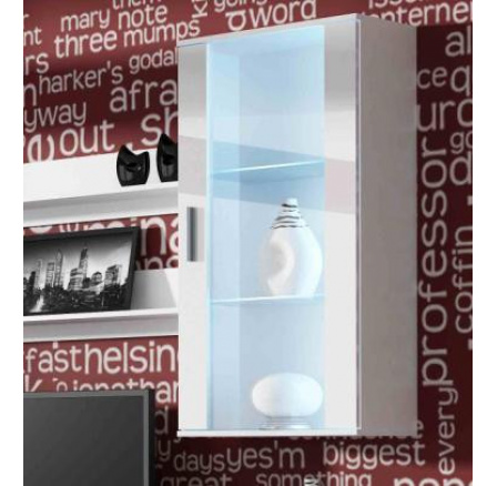 Závesná vitrína SOHO S2, biela/biely lesk