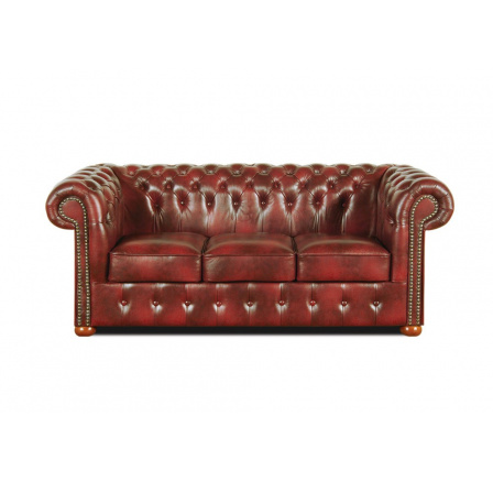 Pohovka Chesterfield Classic 3 koža bordová Pohovka Chesterfield Classic 3 koža bordová