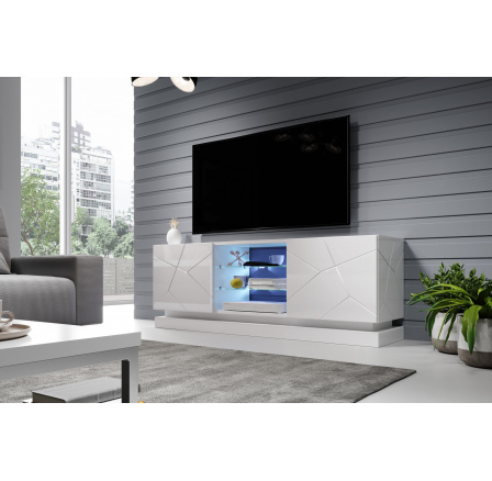 TV komoda QIU 160, Biela lesklá TV komoda QIU 160, Biela lesklá