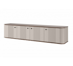 TV komoda Vesper 4D, kašmír / orech / čierne úchyty