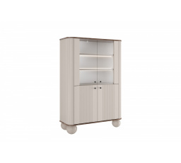 VESPER VITRÍNA 103 4D - kašmír mdf / orech / čierne úchyty / nohy gule