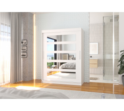 Posuvná skriňa so zrkadlom MURANI 150 Biela+Biela