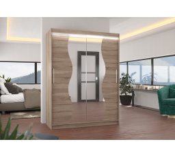 Posuvná skriňa so zrkadlom a LED osvetlením RENZO 150 Truffle+Truffle